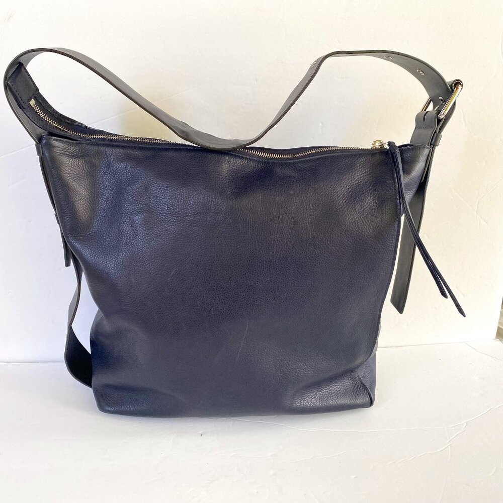 NEW All Saints Navy Leather Satchel